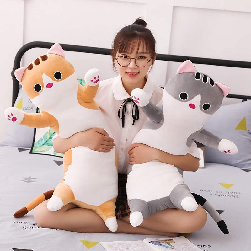 Plush toys long Cat Pillow soft cushion stuffed animal doll sleep Sofa Bedroom Decor Kawaii birthday Christmas gift