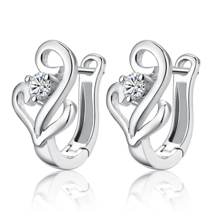 

New Arrival best Friends 925 Sterling Silver Earings U Shape Stud Earrings For Women White Zircon Earrings