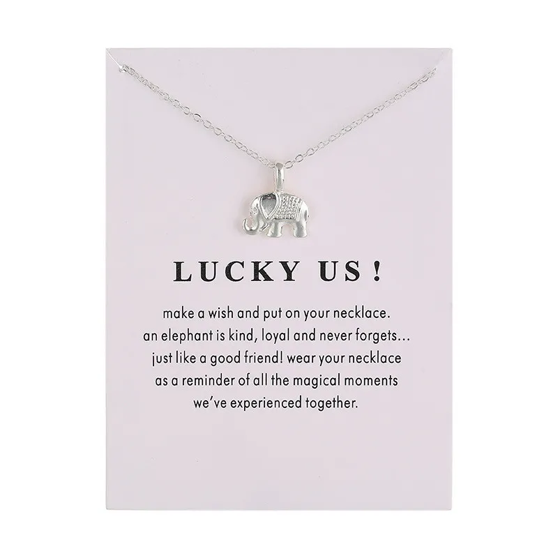 

Lucky Animal Dragonfly Owl Butterfly Elephant Alloy Pendant Necklace For Women Girl Jewelry Gift Message Card