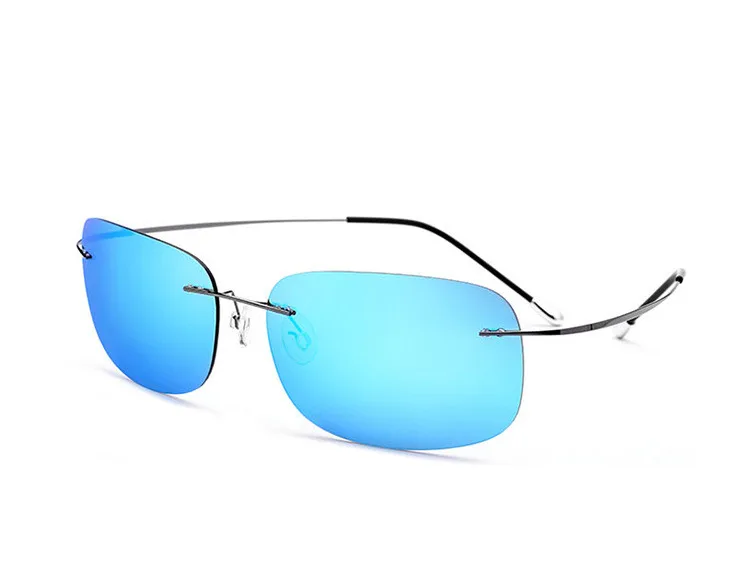 Gray rim Ble Lens Новое поступление Ультра-светильник, Модные поляризованные титановые солнцезащитные очки без оправы, Классические уф400 солнечные очки, солнцезащитные очки - Цвет линз: Gray rim Ble Lens