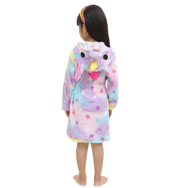 Девочки звезды Единорог Костюм Дети зима фланель Pijama аниме Косплэй Pegasus халат