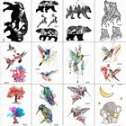 Наклейки VANKIRS на шею для мужчин и женщин, татуировки со слоном для тела, руки, шеи, птицы, флеш-тату для детей, рук, колибри, лотос-паста