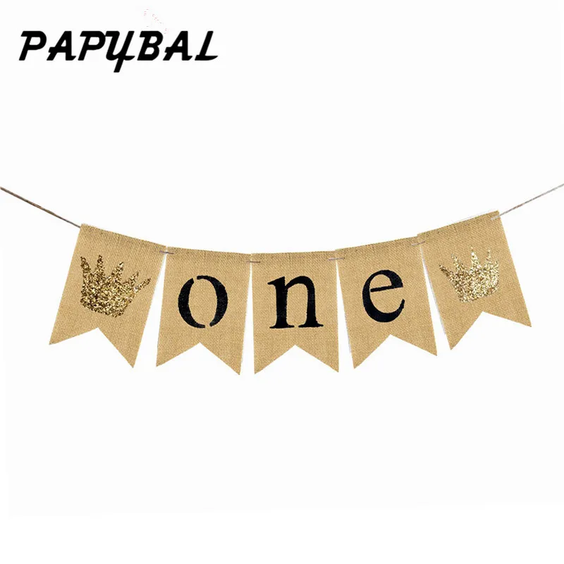 1set One Banner Большие размеры золотые шары из фольги с короной принц предметы для вечеринки принцессы Большой Король ребенок душ первый день рождения украшения для вечеринки дети - Цвет: 1set One Banner