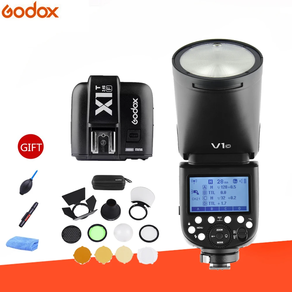 Вспышка Godox V1 + AK R1 X1T Kits TTL 1/8000s HSS 2600 мАч литиевая батарея Speedlite для Canon Nikon Sony Fujifilm