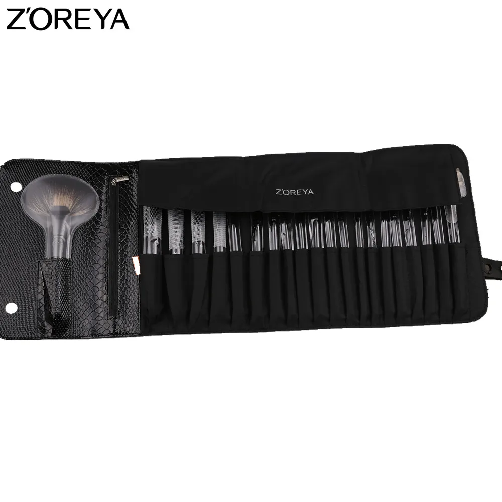 ZP21 Black ZOREYA, роскошные кисти для макияжа, набор, профессиональный, 21 шт., Соболь, Кисть для макияжа, как инструмент для красоты - Handle Color: ZP21 Black