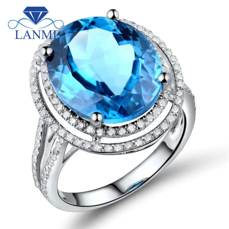 Обручальное кольцо из белого золота с натуральным топазом 11 х13 мм | Украшения и