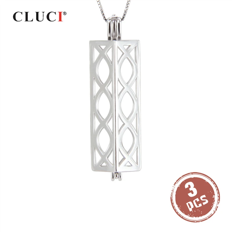 CLUCI 3 шт. большой кулон из серебра 925 пробы с жемчужной клеткой подвески для