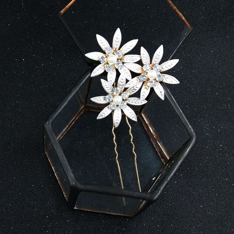 Модная заколка в форме буквы U с жемчужиной и цветами, свадебная головная укладка, аксессуары для волос невесты, булавка.