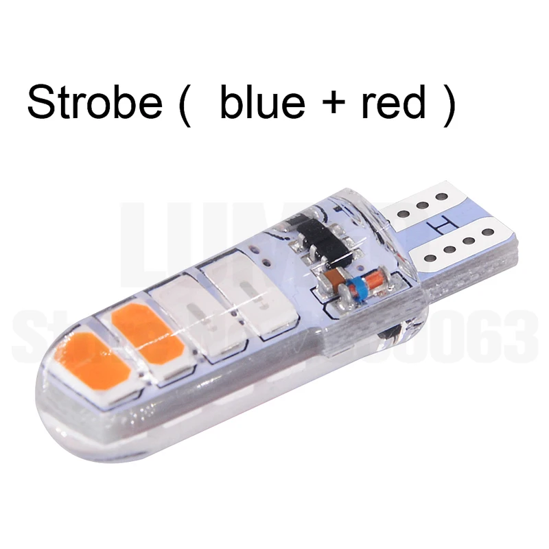 Blue Red 100x T10 светодиодный W5W автомобильный светильник Лампочка 8 светодиодный Para авто Интерьер боковая светильник силикагель 5630 SMD Strobe Предупреждение светильник 168 194 501 DC12V - Испускаемый цвет: Blue Red