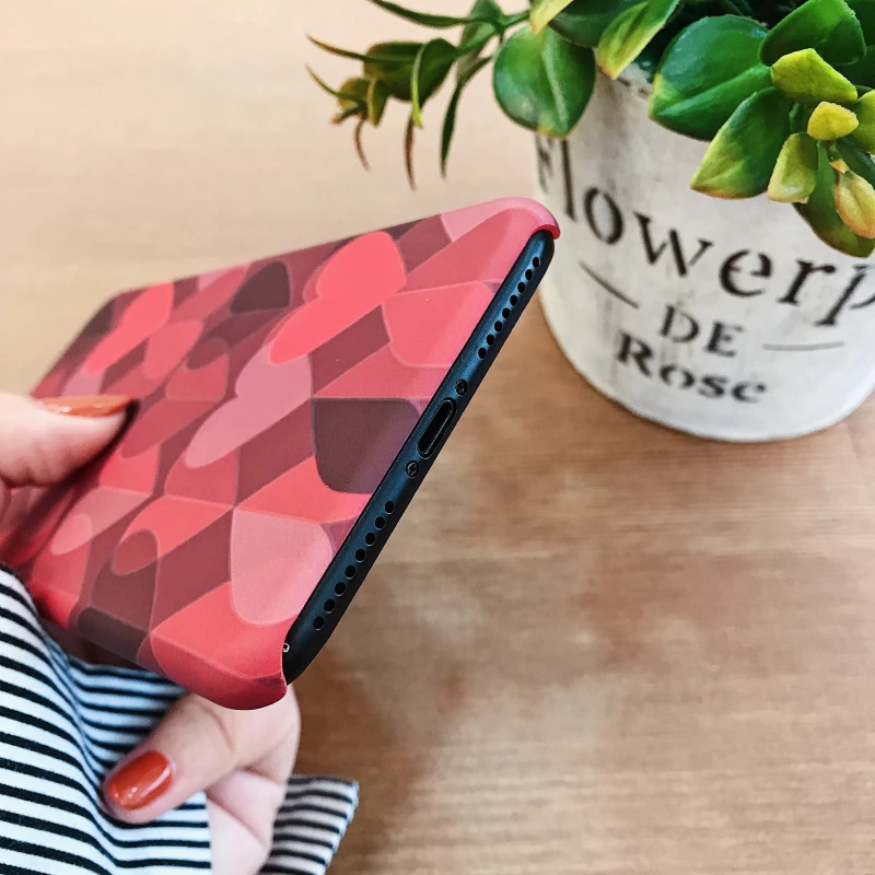 Ретро Матовая любовь сердце телефон чехол для iPhone 6 plus 6S плюс сращивания персик