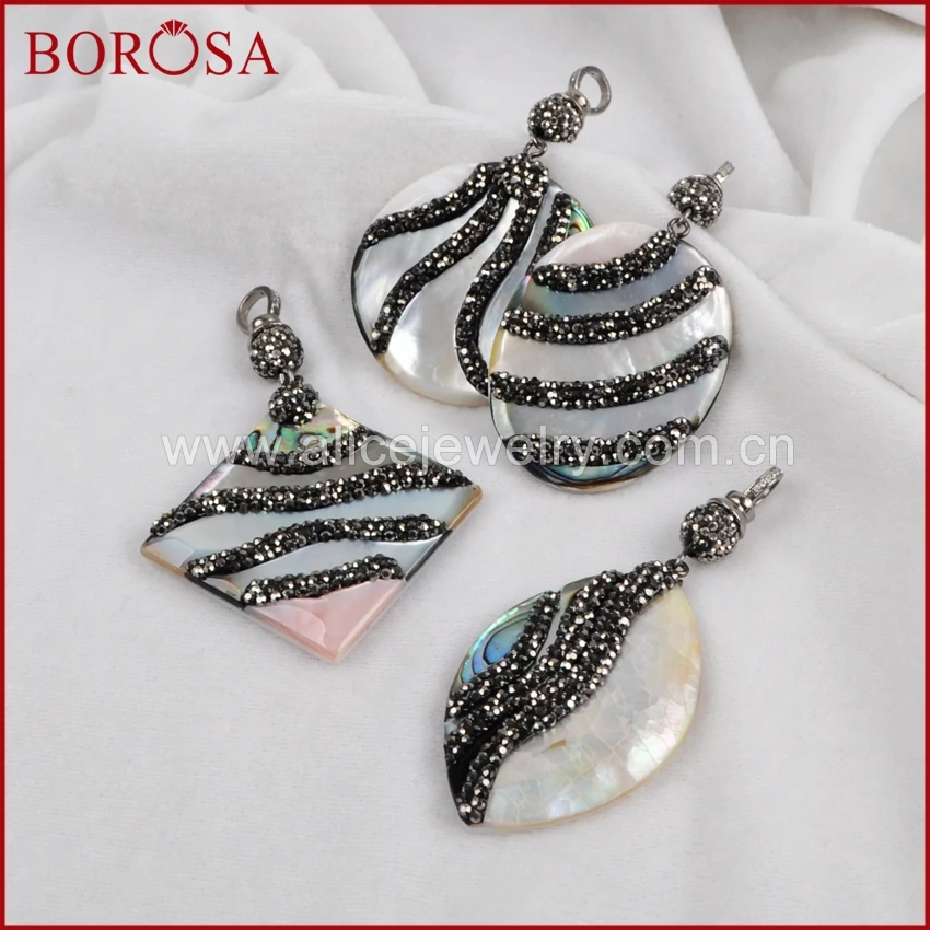 BOROSA 3 шт. модный многообразный кулон в виде раковины из страз Drusy ювелирное