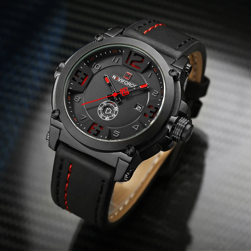 NAVIFORCE мужские часы лучший бренд роскошные спортивные кварцевые с кожаным