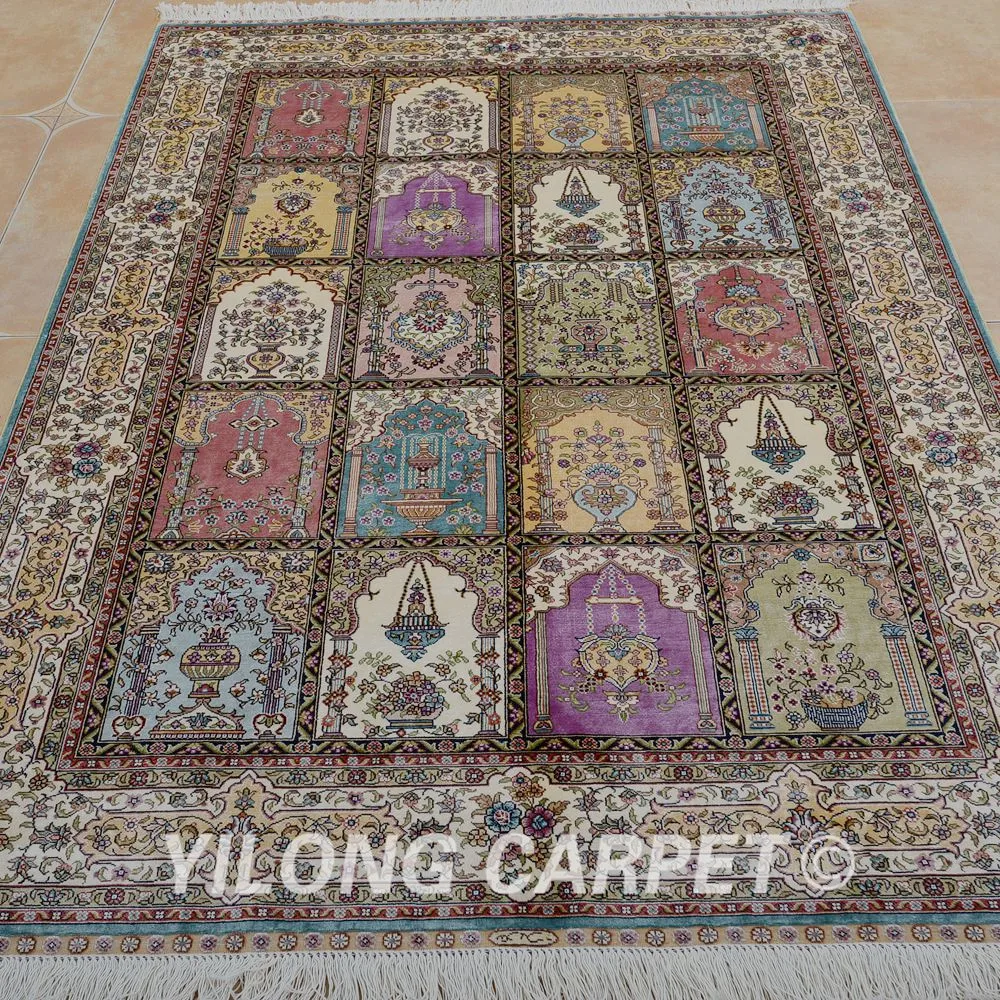 Yilong 4 'x 6' Традиционный турецкий ковер четыре сезона vantage антикварные шелковые