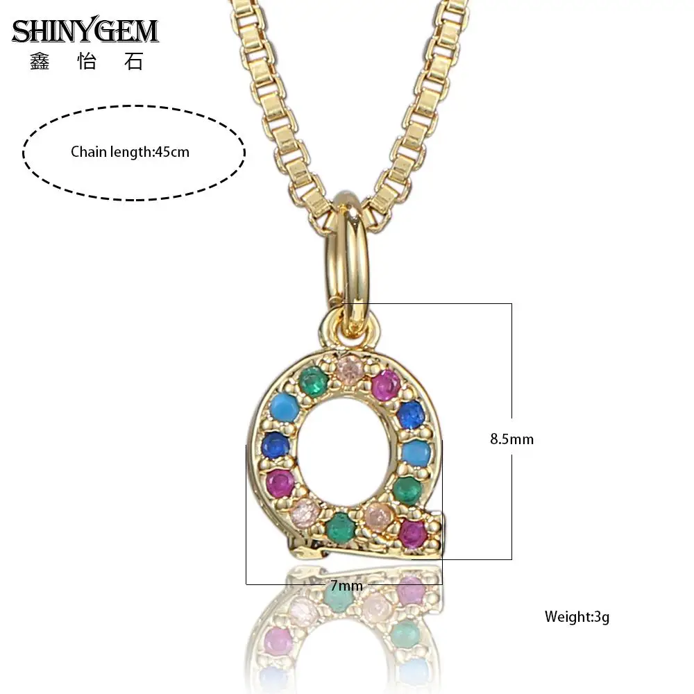 ShinyGem 07*08 мм Золотая инкрустация Стразы оригинальные ожерелья с буквой красочные