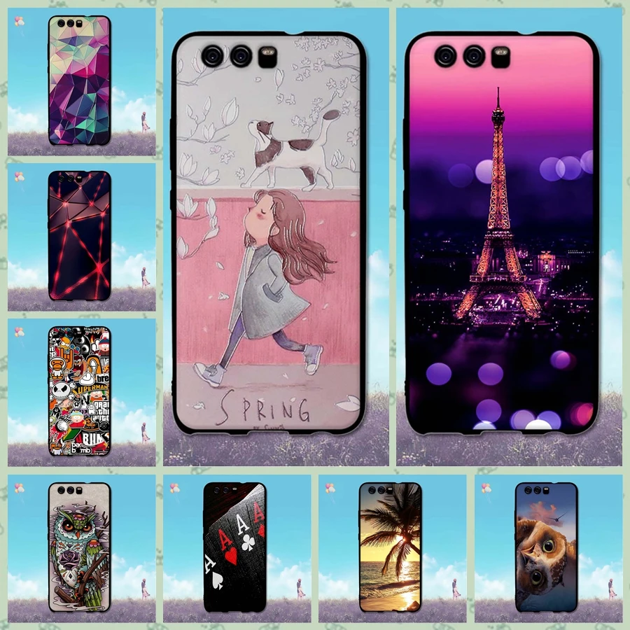 Чехол для huawei P10 силиконовый чехол телефона Funda P 10 задняя крышка мягкий TPU черный 3D