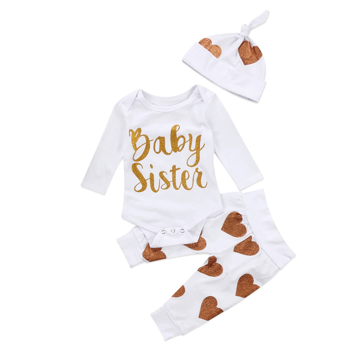 3PCS Newborn Toddler Baby Girl Clothes Autumn Warm Cute Sets Long Sleeve Sisters Romper Jumpsuit Bodysuit Pants Outfit Set | Мать и