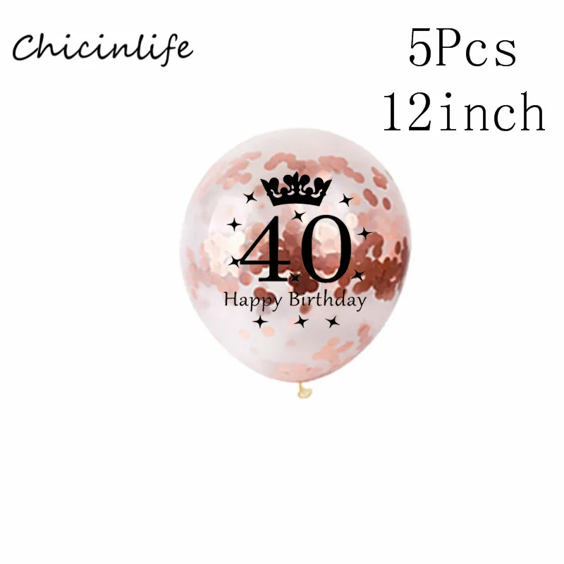 40 confetti Корона из розового золота 30 40 50 лет шары на день рождения 30th 40th 50th День Рождения украшения Сердце Звезда с днем рождения - Цвет: 40 confetti