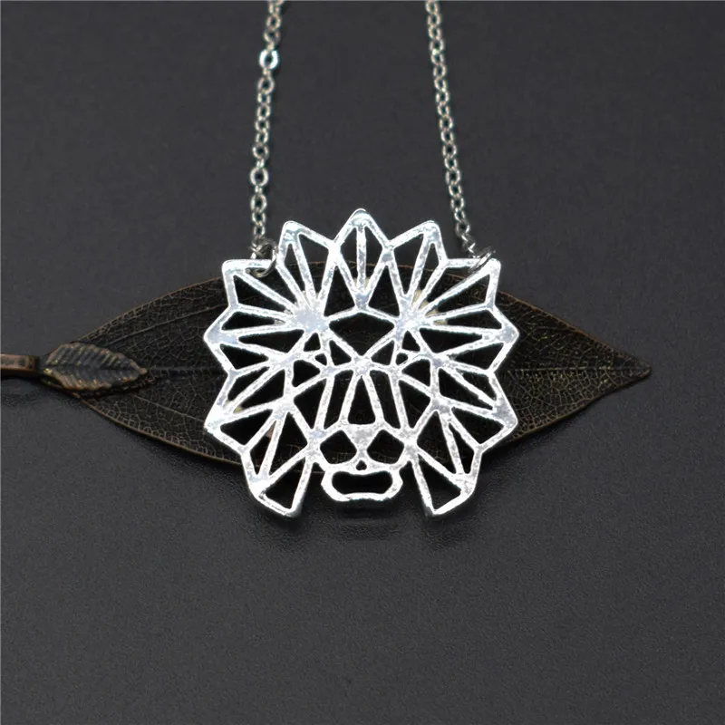 Elfin трендовые оригами ожерелья с головой льва золотого цвета серебряного