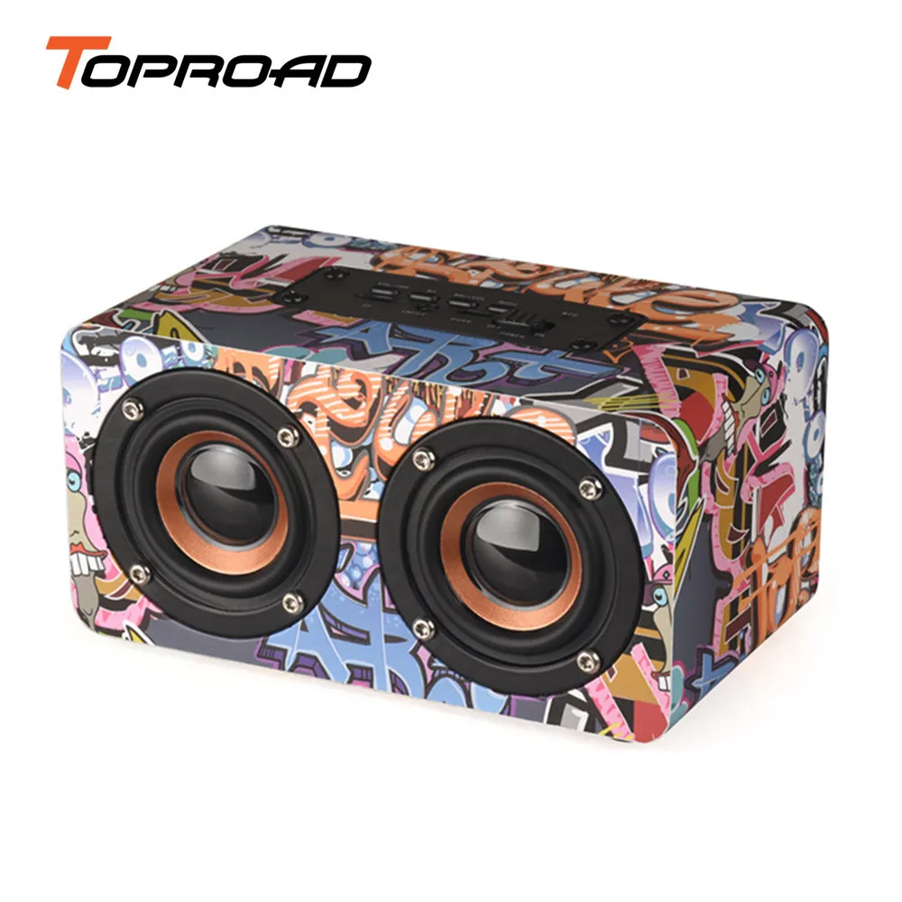 TOPROAD Bluetooth динамик деревянный беспроводной сабвуфер стерео колонки Саундбар FM