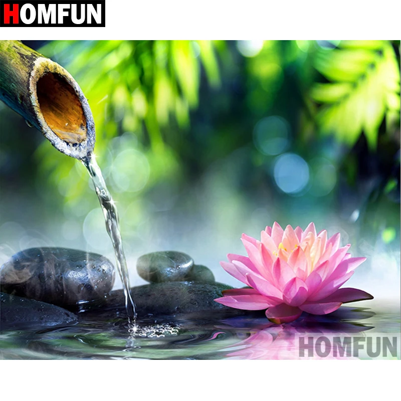 Алмазная живопись HOMFUN Орхидея вышивка крестиком фото на заказ квадратная