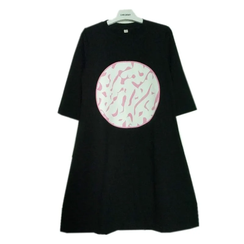 3 to 12 years kids &amp teenager girls half-sleeve geometric print cotton casual fall summer flare tee dress black gray dresses | Детская