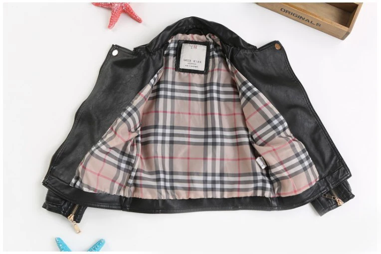 Демисезонная кожаная куртка для девочек кожаный пиджак мальчиков пальто из