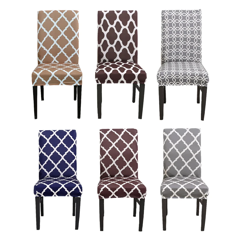 Универсальный чехол для кухонного стула с геометрическим рисунком эластичный из