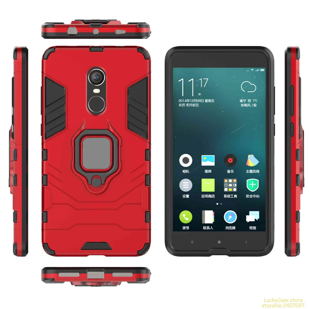 Ring Stand Hybrid Armor Phone Case For Redmi Note 4X fundas Silicone TPU + Hard PC Cover coque etui cases |