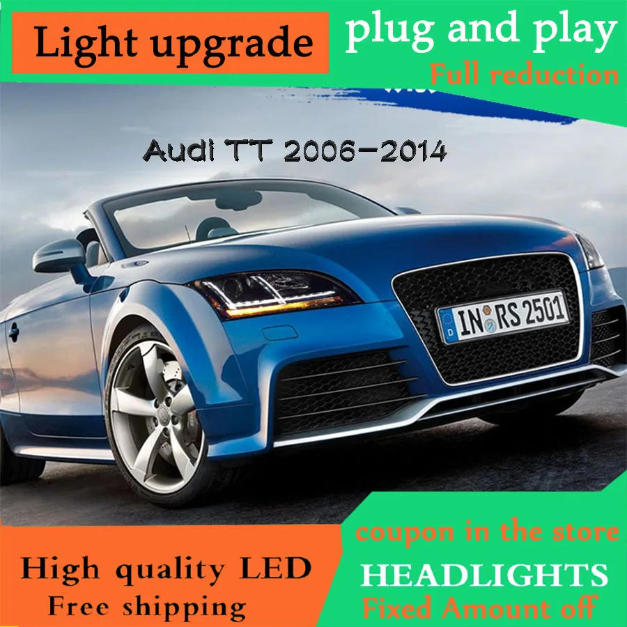D_YL автомобильный Стайлинг для Audi TT фары в сборе 2006 2014 объектив СВЕТОДИОДНЫЙ