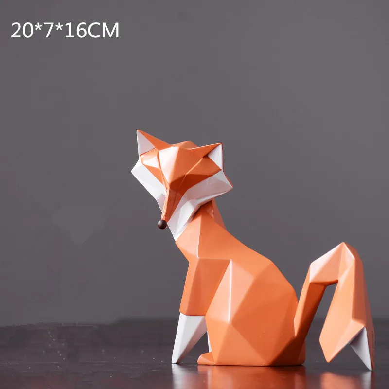 Оригами лиса статуя абстракция Геометрические Животные смолы искусство и ремесло аксессуары для дома свадебный подарок L2969 - Цвет: Красный