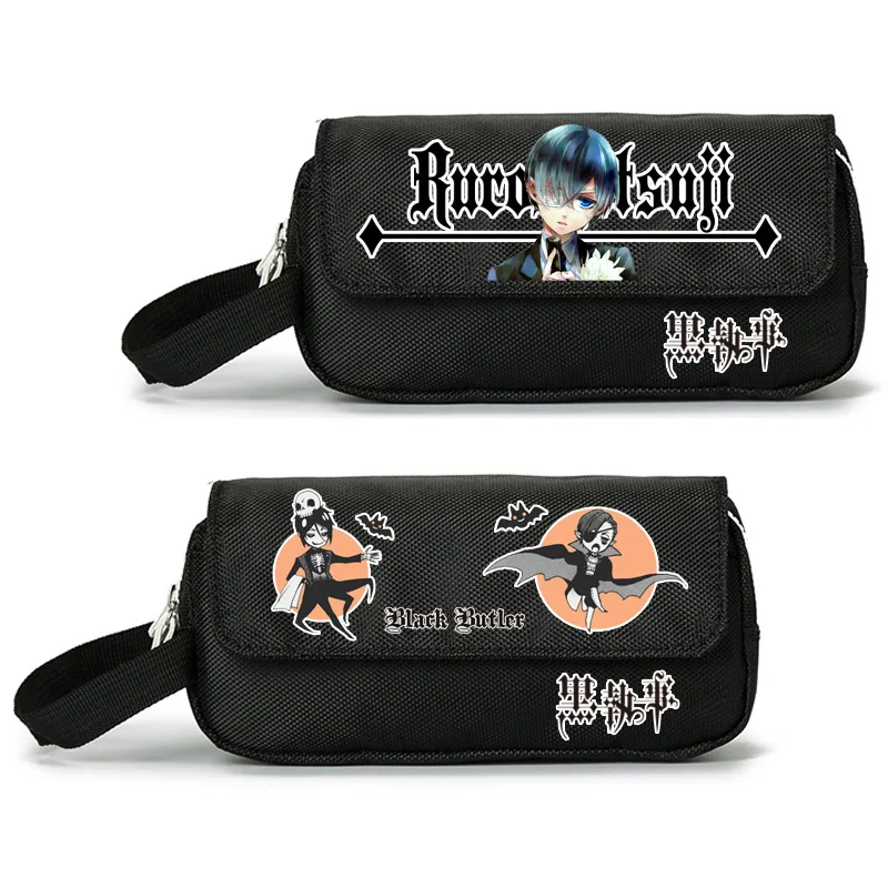 

Black Butler Ciel Large Pencil Pen Bag Anime School Storage Bags Canvas Stationery Cases Makeup Pouch Unisex Travel Organizer