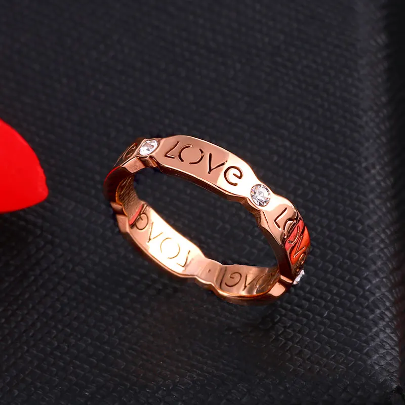 

YUN RUO New Arrival Fashion Zircon Love Ring Rose Gold Color Woman Birthday Gift Titanium Steel Jewelry Top Quality Not Fade