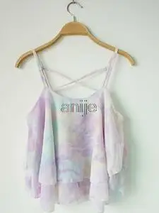 Free shipping summer sexy women's shirt.2015 new of the multi colored tie dyed T shirt double chiffon halter vest ST195|shirt software|shirt