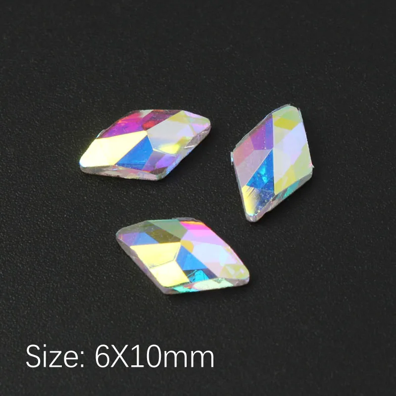 New Rhombus6X10mm Лучшие продажи кристалл AB 3D дизайн ногтей Стразы необычной формы кристаллы и камни для DIY художественное оформление ногтей - Цвет: New Rhombus6X10mm