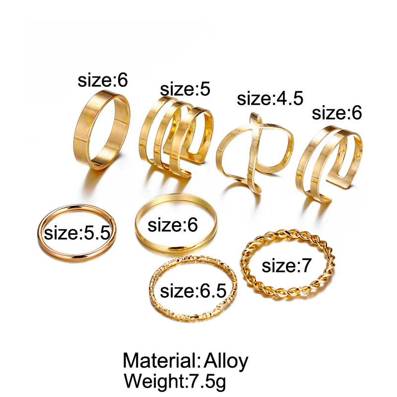 Комплект женских колец IF ME в винтажном стиле комплект золотистых геометрических