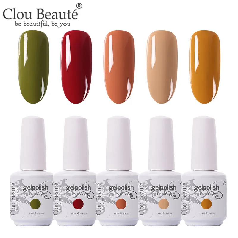 Clou Beaute 5 шт./лот УФ гель лак для ногтей Набор для маникюра геллак Полупостоянный гибридный дизайн ногтей УФ-гель для ногтей - Цвет: 5pcs-15ml-ZH13