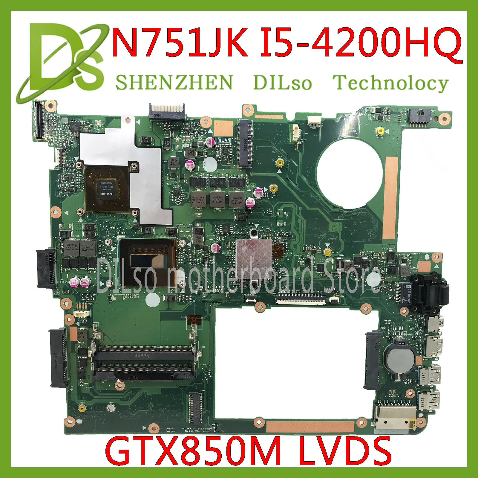 KEFU N751JK для ASUS N751JK N751JX материнская плата для ноутбука I5-4200HQ материнская плата с GTX850 2G/4G LVDS тестовая материнская плата