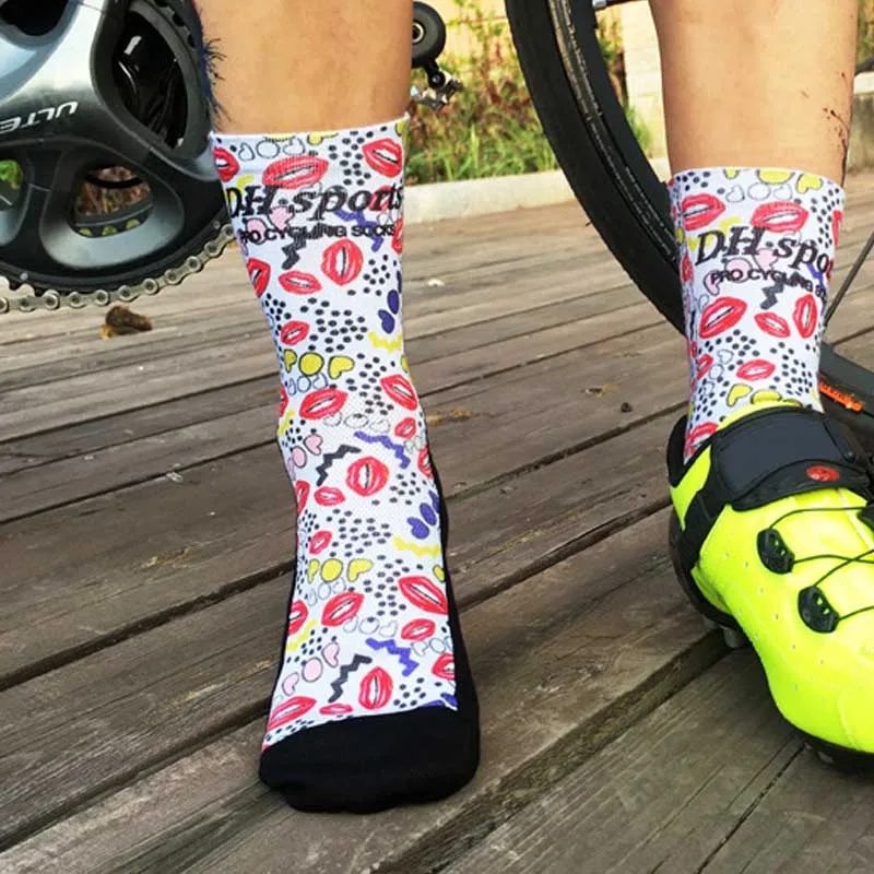 New Arrivals Professional Breathable Printing MTB Bike Bicycle Cotton Socks Outdoor Sports Cycling Parts calcetines ciclismo|Носки для