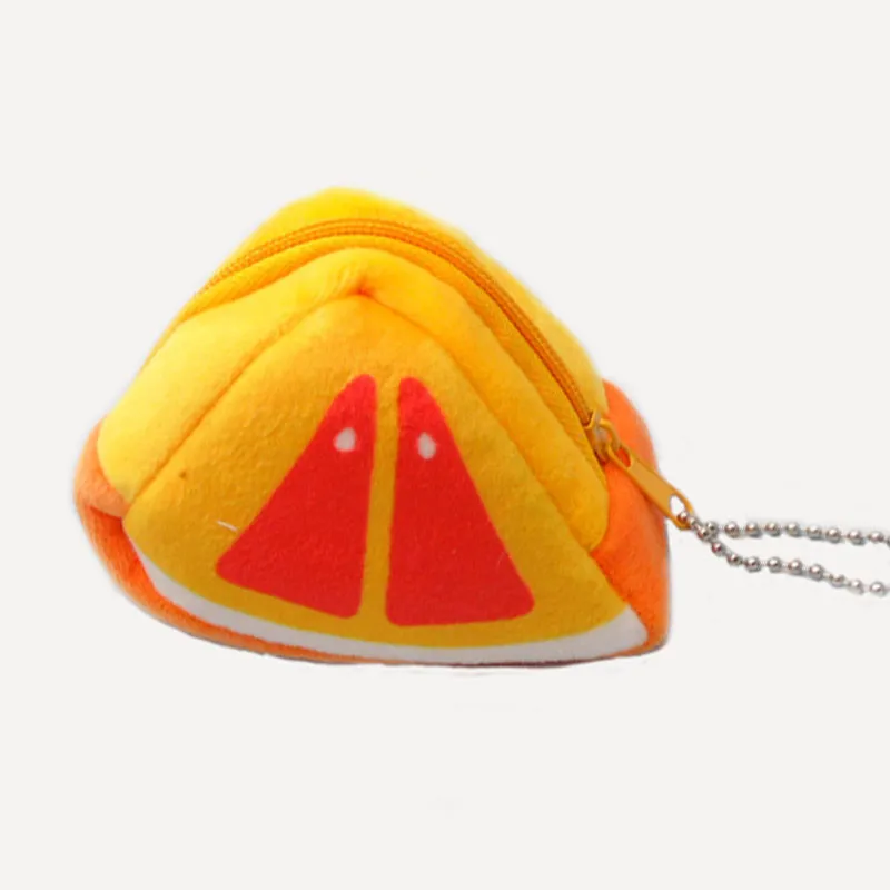 orange Милые фрукты, плюшевый Кошелек для монет, Детский кошелек на молнии, маленький кошелек, Женский кошелек, сумка для денег, арбуз, киви, карман для монет - Цвет: orange