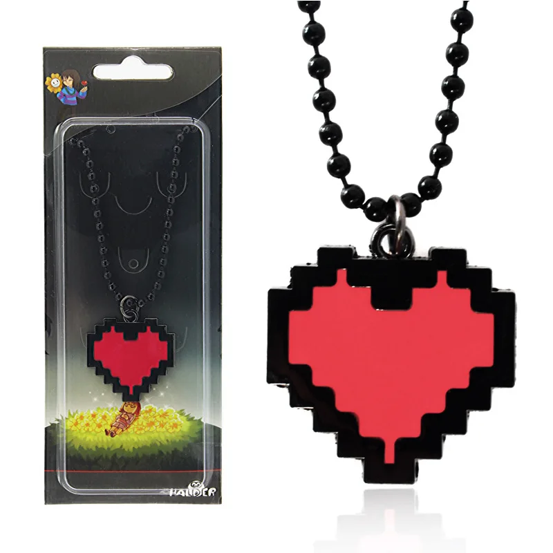Hot Fashion Necklaces Game Undertale Papyrus Sans Frisk Bravery LOVE Heart Necklace Pendant Link Chain Women Jewelry Accessories - Окраска металла: 2