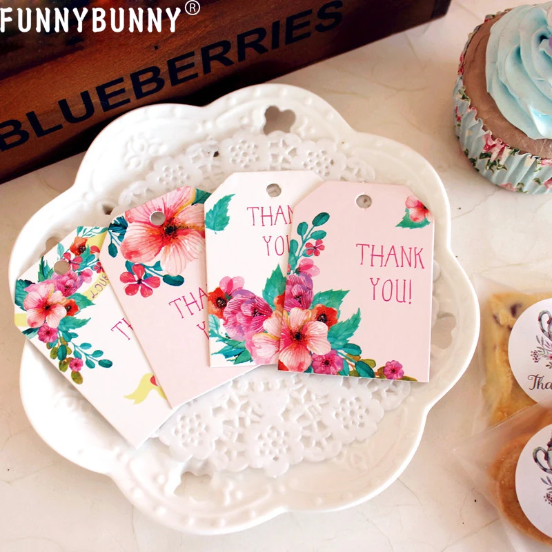 FUNNYBUNNY 50 шт Персонализированные спасибо бумажные бирки для подарков цветы сумки
