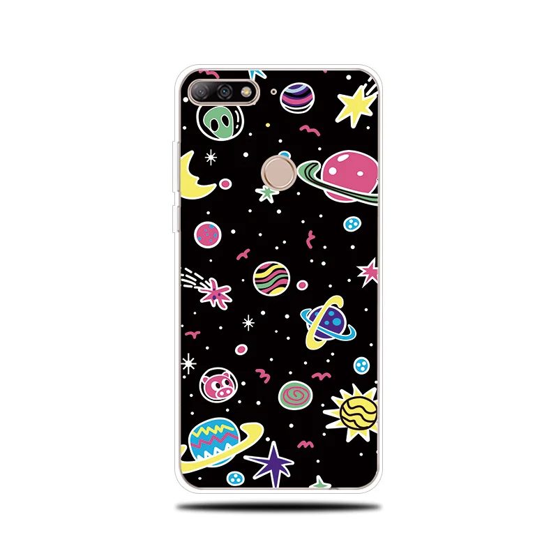Space Fantasy Silicone Phone Case For Huawei Y5 Y6 ii Prime 2017 2018 Cover Y7 Pro Y9 2019 |