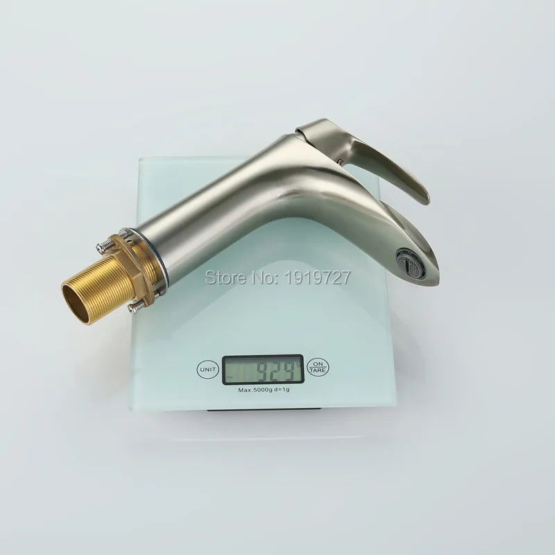 

New Lead-Free Solid Brass Exclusive Design Brushed Nickel Single Lever Hot Cold Tap Wash Sink Vanity Mixer Bathroom Sink Faucet