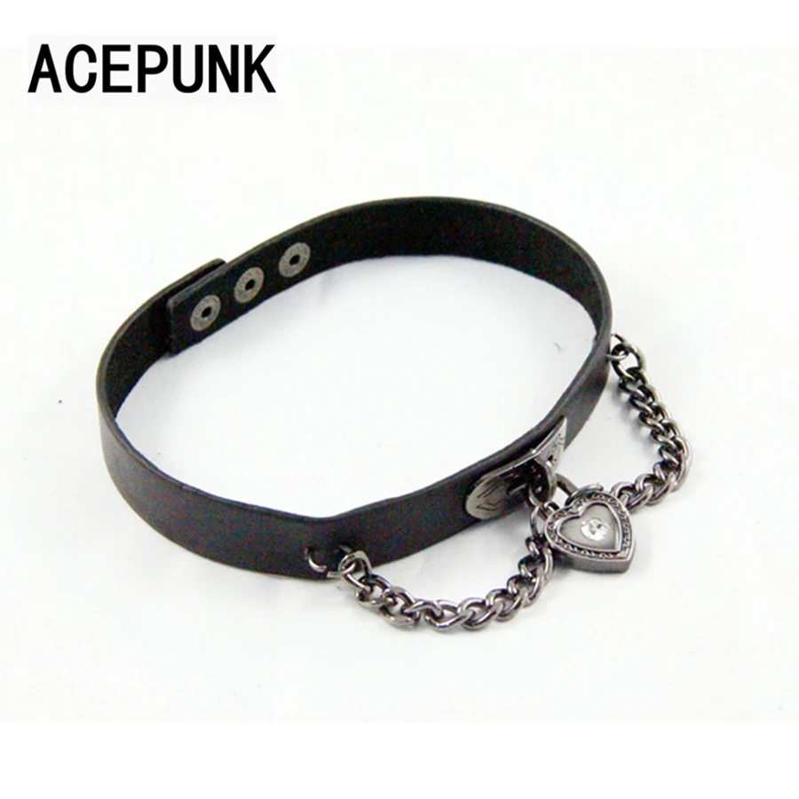 Кожаное ожерелье с замком в виде сердца 2018 чокер стиле панк цепочкой женская