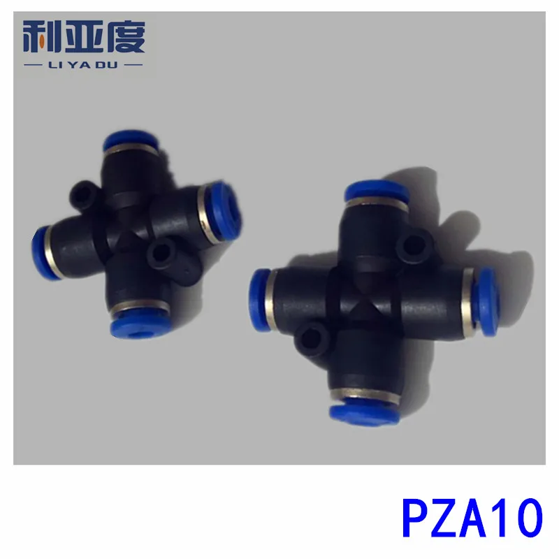 

50PCS/LOT PZA10 Black/White Four-way pipe joint cross plastic connectors, pneumatic quick connector