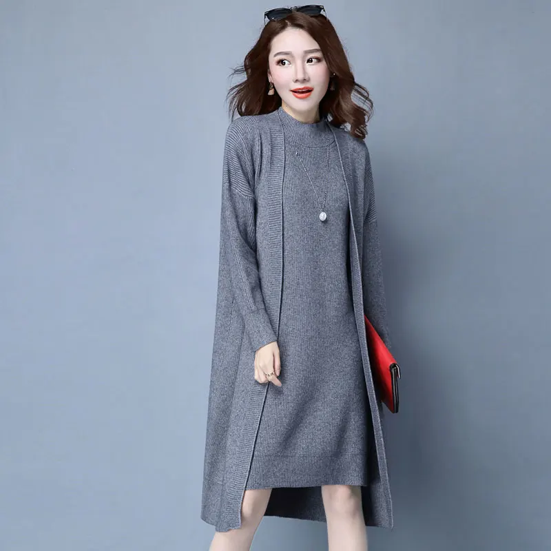 Осенне зимний комплект 2017 года Женская Вязаная Шаль юбка без рукавов свободный