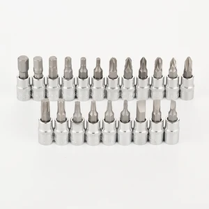 Комплект торцевых ключей Torx, комплект инструментов для бытового ремонта, 21 шт., головки приводного ключа 14 дюйма, шестигранные звездообразный шлицевой Phillips Pozidriv, насадки