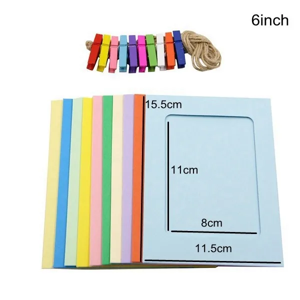 6inch colorful 10 шт./лот красочные путем самостоятельного выбора между 3/6 дюймов Фоторамка деревянная прищепка Бумага изображение держатель для свадьбы Baby Shower День рождения украшения - Цвет: 6inch colorful