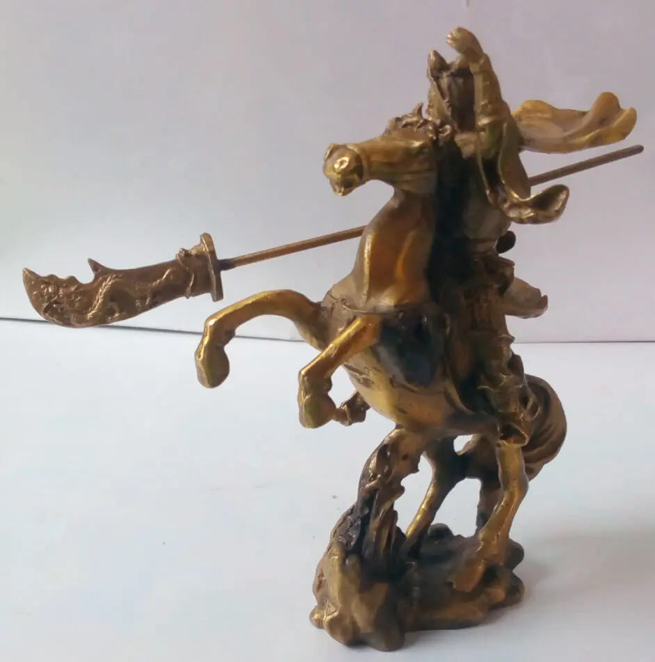 Китайский античный Hero Guan Gong Yu скакалка на лошадях * бронзовая статуя | Дом и сад