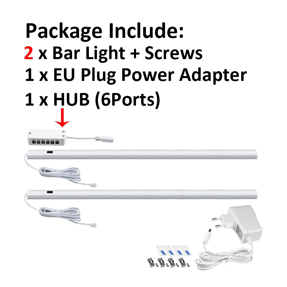 2PCS With Power Plug 12V Motion Sensor LED Light Hand Scanning Switch Control Wall Lamp Hand Sweep Bulb Hallway Kitchen Cabinet Closet Home Lighting - Цвет абажура: 2PCS With Power Plug